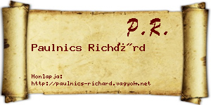 Paulnics Richárd névjegykártya